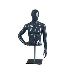 Modern posing glossy fiberglass abstract faceless nude model men torso cloth male half body mannequin